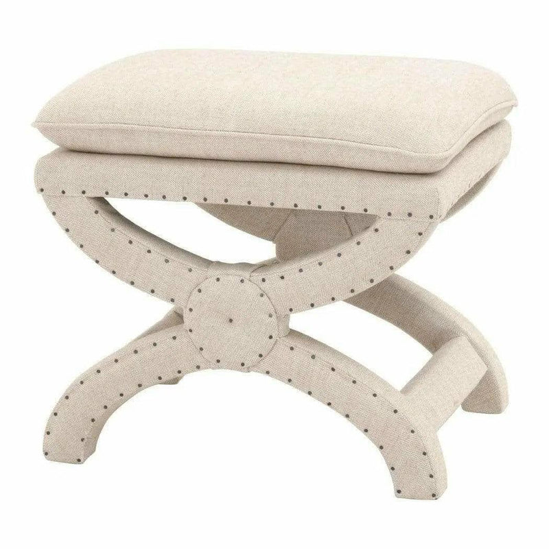 Square Gaston Ottoman Bisque French Linen Ottomans LOOMLAN By Essentials For Living