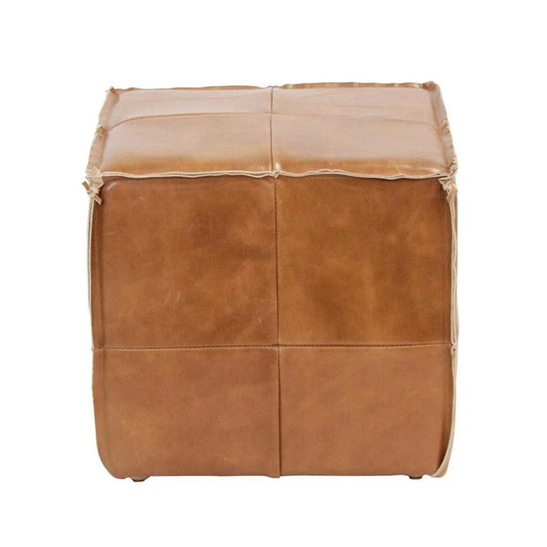 Square Leather Cube Ottoman Argentinian Saddle Poufs and Stools LOOMLAN By Peninsula Home