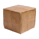 Square Leather Cube Ottoman Argentinian Saddle Poufs and Stools LOOMLAN By Peninsula Home