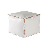 Stitched Leather Upholstered Square Ottoman