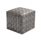 Square Leather Ottoman Soho, Dark Silver Leather Ottomans LOOMLAN By Peninsula Home