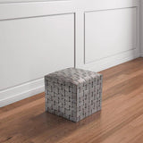 Square Leather Ottoman Soho, Dark Silver Leather Ottomans LOOMLAN By Peninsula Home