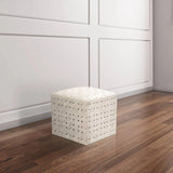 Square Leather Ottoman Soho Ivory Leather Ottomans LOOMLAN By Peninsula Home