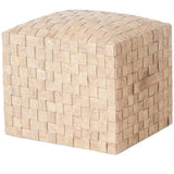 Square Ottoman Leather Pouf Brooklyn in Wheat Poufs and Stools LOOMLAN By Peninsula Home