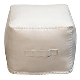 Square Ottoman Leather Pouf White Poufs and Stools LOOMLAN By Peninsula Home