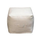 Square Ottoman Leather Pouf White Poufs and Stools LOOMLAN By Peninsula Home