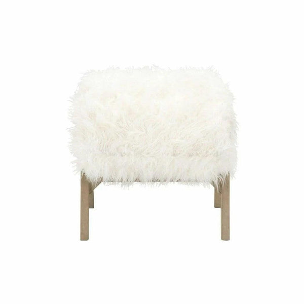 Square Tibet Ottoman White Fur Smoke Gray Oak Ottomans LOOMLAN By Essentials For Living