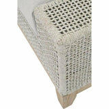 Square Tropez Outdoor Ottoman Taupe & White Rope Teak Outdoor Modulars LOOMLAN By Essentials For Living