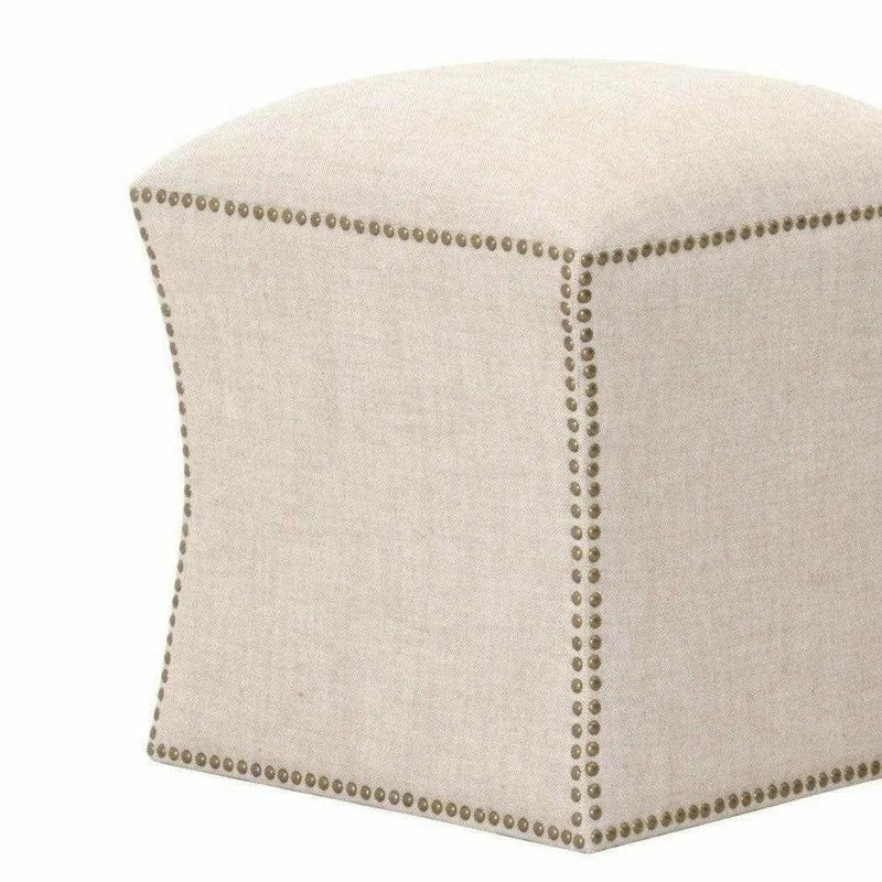 Square York Ottoman Bisque French Linen Ottomans LOOMLAN By Essentials For Living