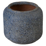 Squat Round Reef Blue Ceramic Planter Outdoor Planters LOOMLAN By Emissary