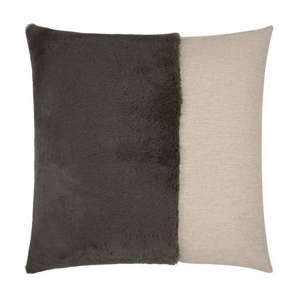 St. Moritz Grey Brown Faux Fur Grey Large Throw Pillow With Insert Throw Pillows LOOMLAN By D.V. Kap