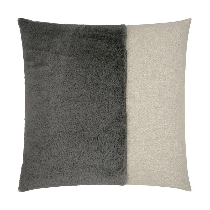 St. Moritz Steel Faux Fur Grey Large Throw Pillow With Insert Throw Pillows LOOMLAN By D.V. Kap