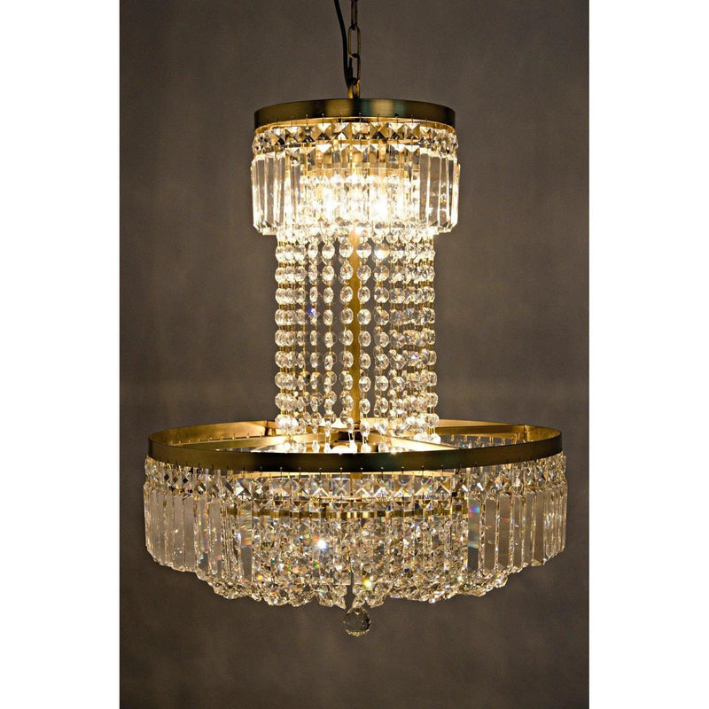 St. Petersburg Metal and Glass Chandelier With Antique Brass Chandeliers LOOMLAN By Noir