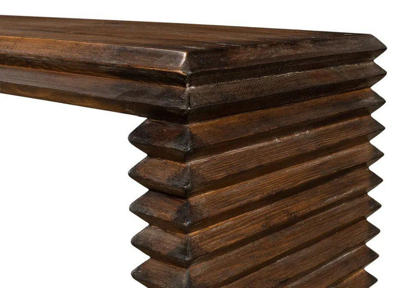 Stacked Console Table Slim French Brown Reclaimed Wood Console Tables LOOMLAN By Sarreid