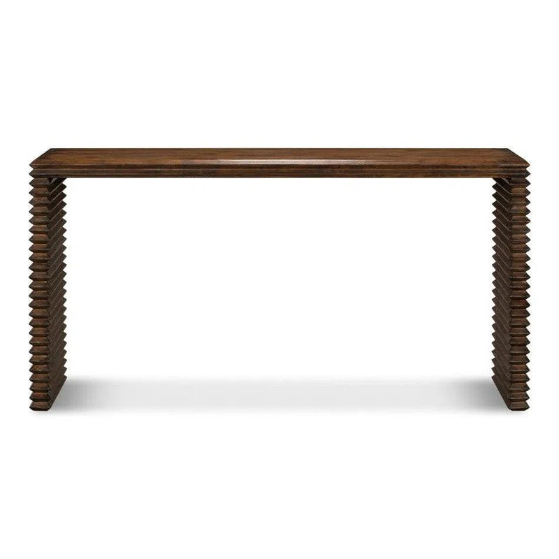 Stacked Console Table Slim French Brown Reclaimed Wood Console Tables LOOMLAN By Sarreid