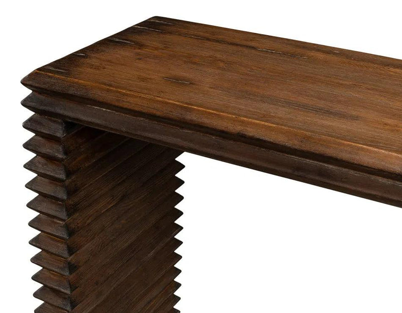 Stacked Console Table Slim French Brown Reclaimed Wood Console Tables LOOMLAN By Sarreid