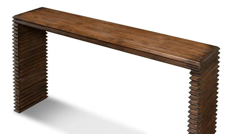 Stacked Console Table Slim French Brown Reclaimed Wood Console Tables LOOMLAN By Sarreid