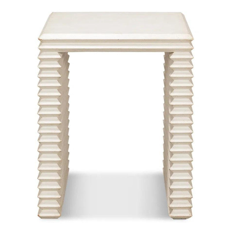 Stacked Side Table Antique White Side Tables LOOMLAN By Sarreid