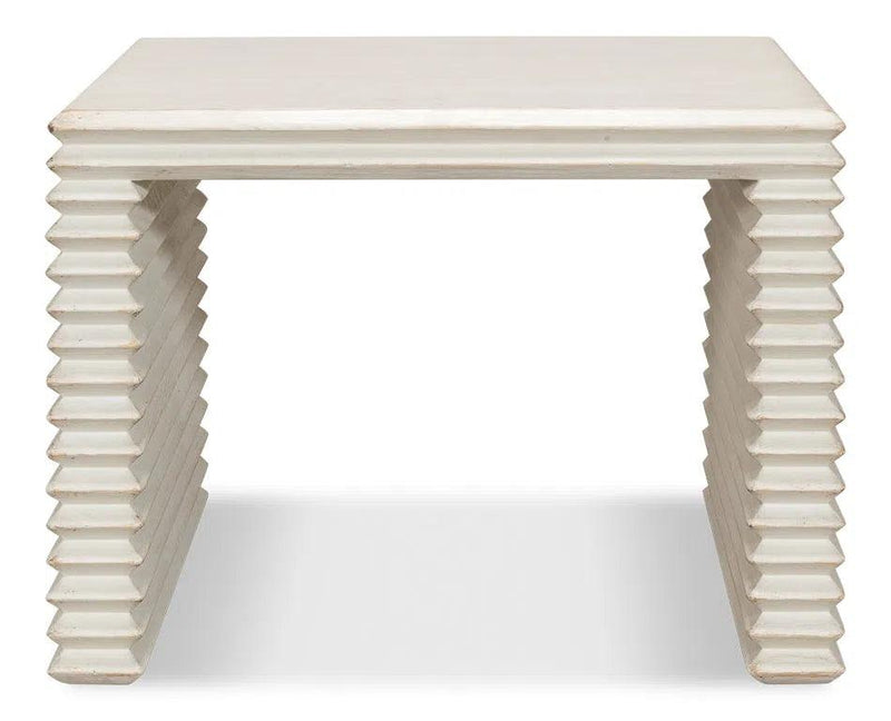 Stacked Stool Antique White Side Tables LOOMLAN By Sarreid