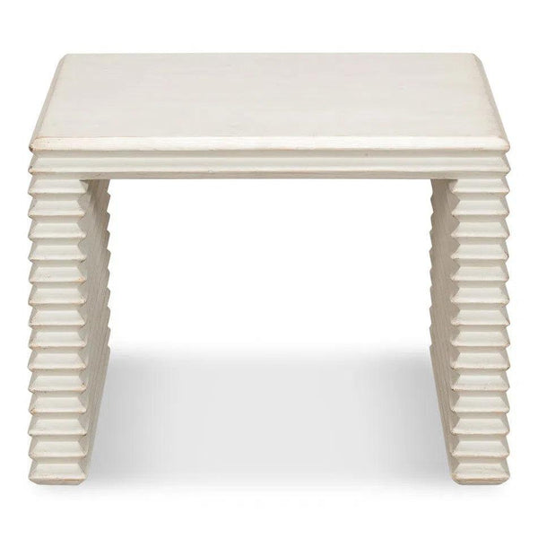 Stacked Stool Antique White Side Tables LOOMLAN By Sarreid