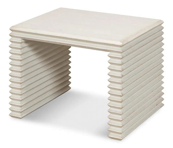 Stacked Stool Antique White Side Tables LOOMLAN By Sarreid