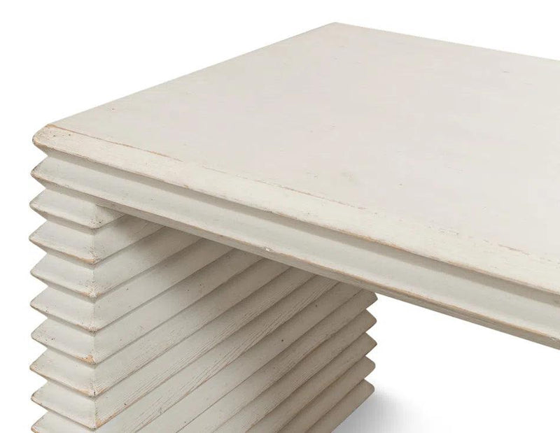 Stacked Stool Antique White Side Tables LOOMLAN By Sarreid