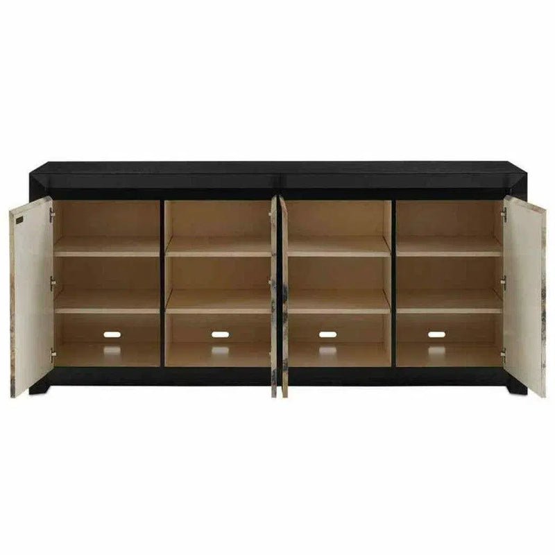 Stained Vellum Caviar Black Karlson Credenza Sideboards LOOMLAN By Currey & Co