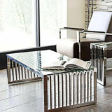 Stainless Steel Cocktail Table Clear Tempered Glass Top Coffee Tables LOOMLAN By Diamond Sofa