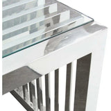 Stainless Steel Cocktail Table Clear Tempered Glass Top Coffee Tables LOOMLAN By Diamond Sofa