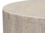 Stanford Mango Wood and Metal Off-White Round End Table Side Tables LOOMLAN By Sarreid