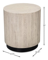 Stanford Mango Wood and Metal Off-White Round End Table Side Tables LOOMLAN By Sarreid