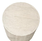 Stanford Mango Wood and Metal Off-White Round End Table Side Tables LOOMLAN By Sarreid