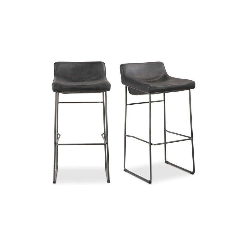 Starlet Leather and Wood Barstool (Set of 2) Bar Stools LOOMLAN By Moe's Home