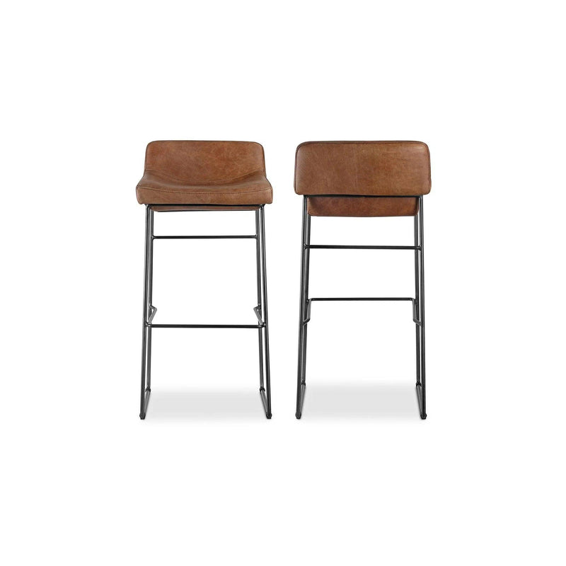 Starlet Leather and Wood Barstool (Set of 2) Bar Stools LOOMLAN By Moe's Home