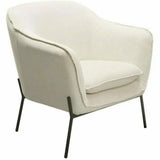 Status Ivory Cream Fabric Accent Chair Black Metal Legs Club Chairs LOOMLAN By Diamond Sofa