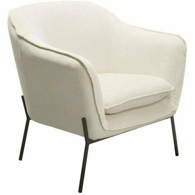 Status Ivory Cream Fabric Accent Chair Black Metal Legs Club Chairs LOOMLAN By Diamond Sofa