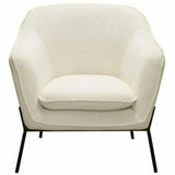 Status Ivory Cream Fabric Accent Chair Black Metal Legs Club Chairs LOOMLAN By Diamond Sofa