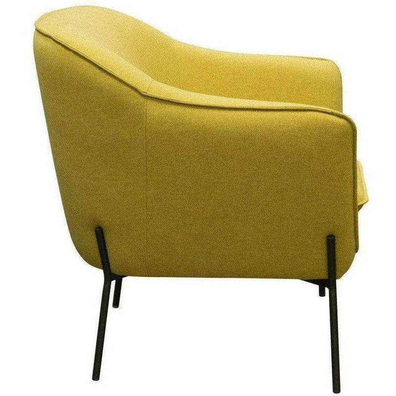 Status Yellow Fabric Accent Chair Black Metal Legs Club Chairs LOOMLAN By Diamond Sofa