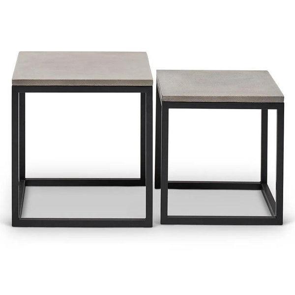 Stax Fiber Reinforced Concrete Nesting End Table (Set of 2) Outdoor Side Tables LOOMLAN By Urbia