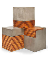 Stecca Alto Fiber Reinforced Concrete Wooden Side Table Outdoor Side Tables LOOMLAN By Urbia