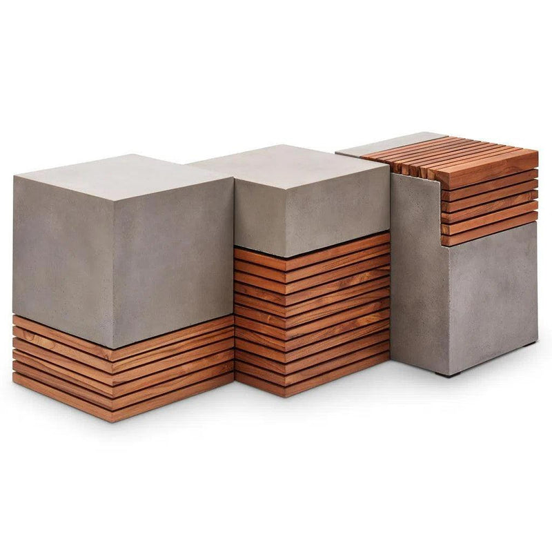 Stecca Alto Fiber Reinforced Concrete Wooden Side Table Outdoor Side Tables LOOMLAN By Urbia