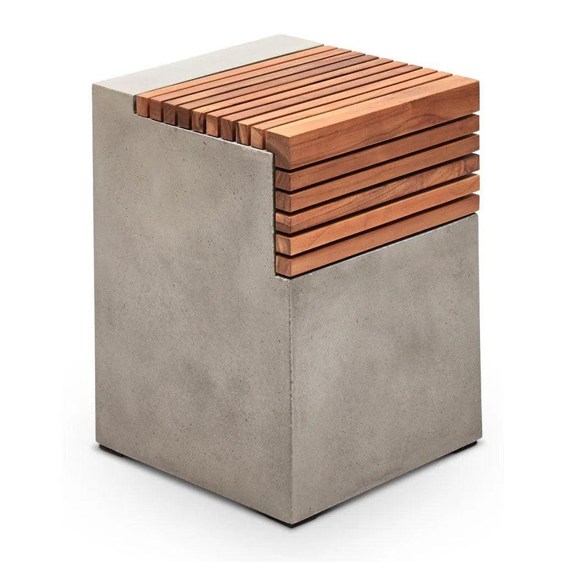 Stecca Cascata Fiber Reinforced Concrete Wooden Side Table Outdoor Side Tables LOOMLAN By Urbia