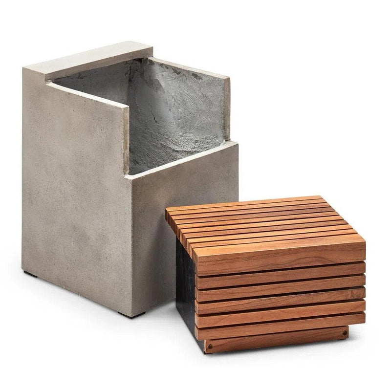 Stecca Cascata Fiber Reinforced Concrete Wooden Side Table Outdoor Side Tables LOOMLAN By Urbia