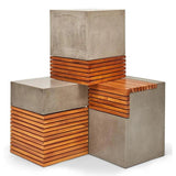 Stecca Cascata Fiber Reinforced Concrete Wooden Side Table Outdoor Side Tables LOOMLAN By Urbia