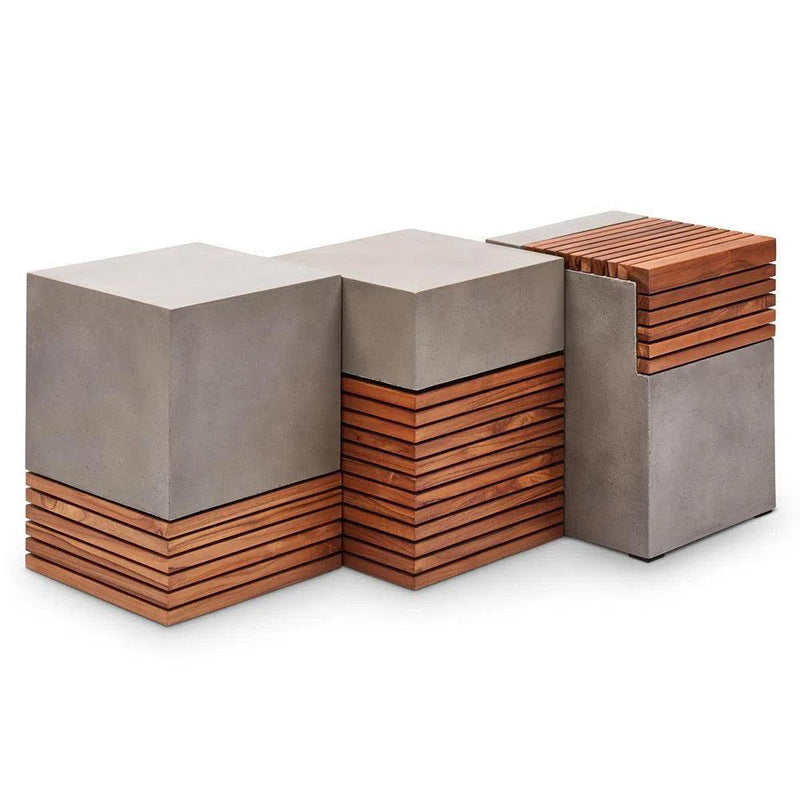 Stecca Corto Fiber Reinforced Concrete Wooden Side Table Outdoor Side Tables LOOMLAN By Urbia