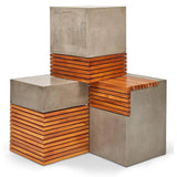 Stecca Corto Fiber Reinforced Concrete Wooden Side Table Outdoor Side Tables LOOMLAN By Urbia