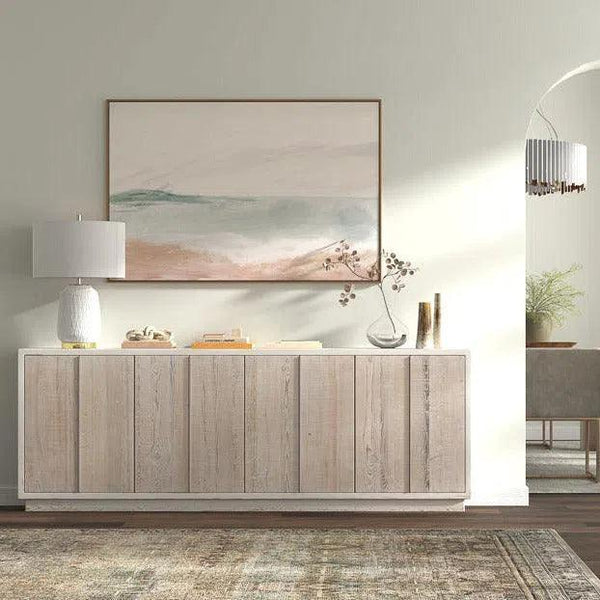 Stefano Extra Long Narrow Sideboard Slim Credenza Antique White Sideboards LOOMLAN By Sarreid