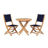 Stella 3-Piece Round Teak Outdoor Bistro Set with Folding Table Outdoor Bistro Sets LOOMLAN By HiTeak