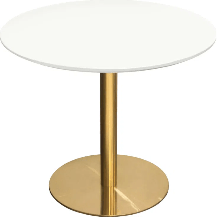 Stella 36" Round Dining Table with White Lacquer Top and Brushed Gold Metal Base Dining Tables LOOMLAN By Diamond Sofa