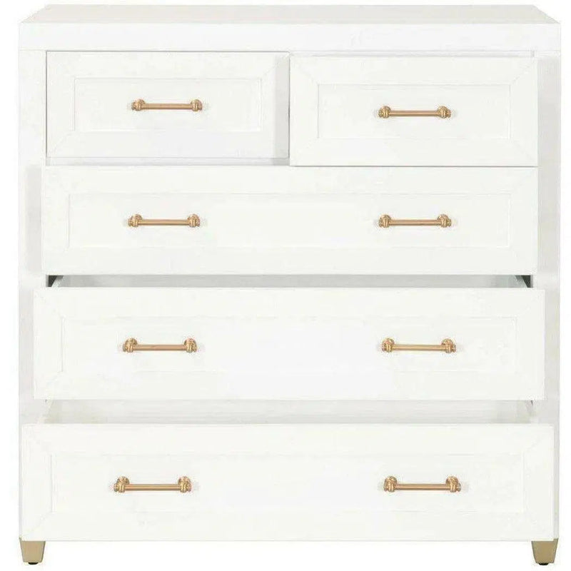 Stella 5-Drawer Bedroom White Chest of Drawers Chests LOOMLAN By Essentials For Living